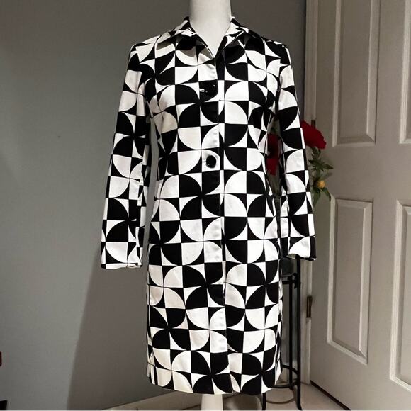 NEW Nine West Vault Vintage Trench Coat Nine West Mod Geometric Retro Flowers - Picture 7 of 13